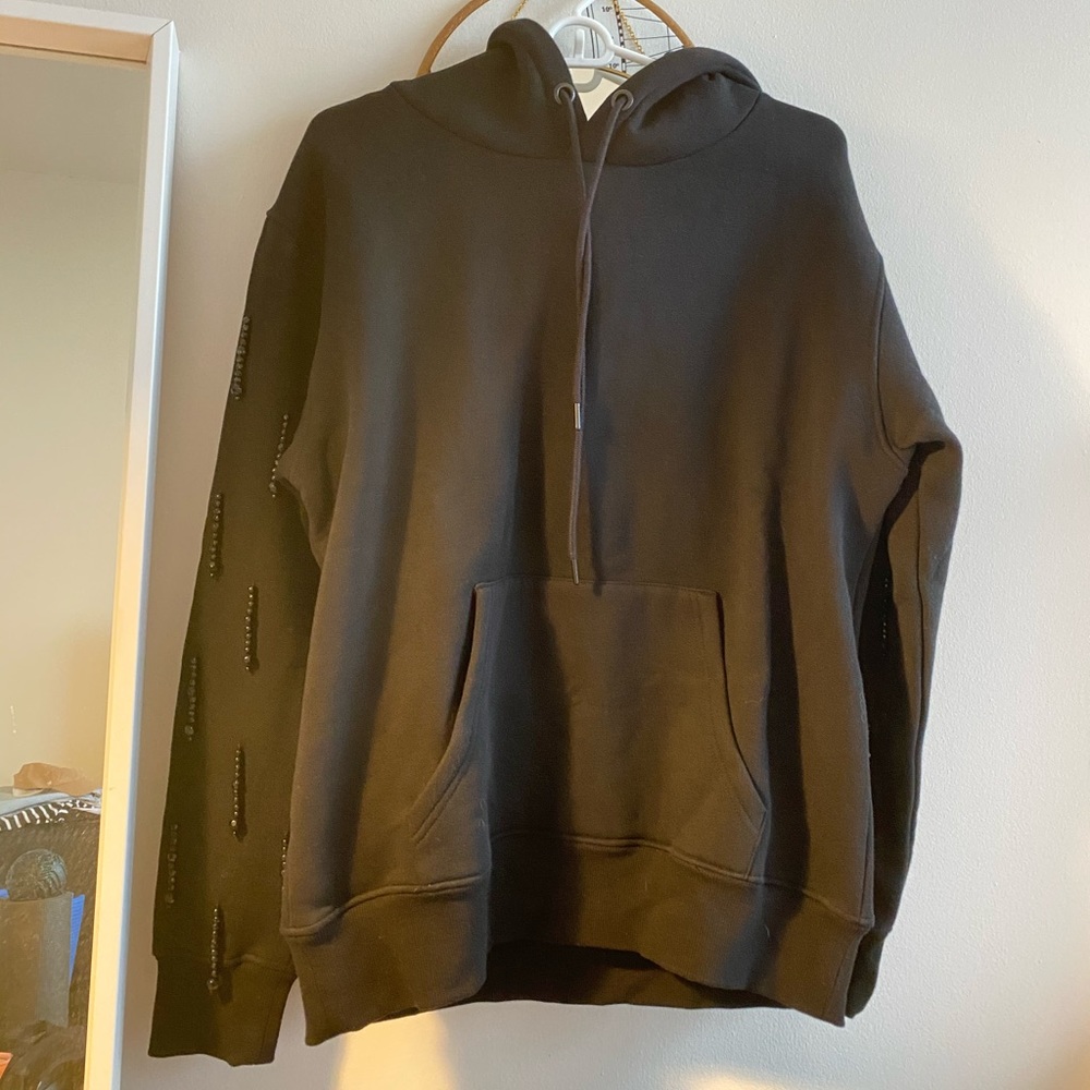 black hoodie with beads